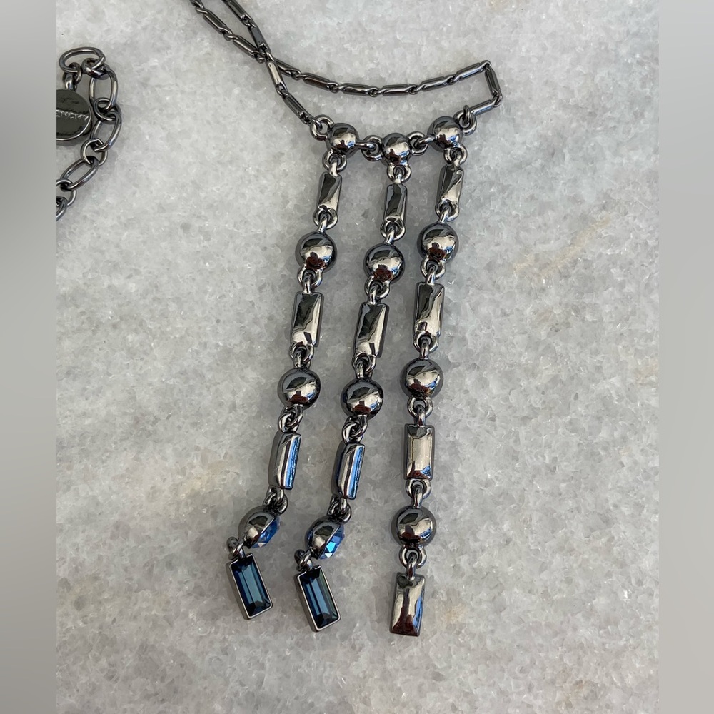 Givenchy gunmetal necklace with blue Swarovski, plus earrings - Picture 9 of 15